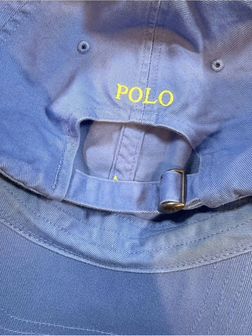 Polo Ralph Lauren Blue Adjustable Baseball Cap Hat Lime Green Pony Logo Cotton